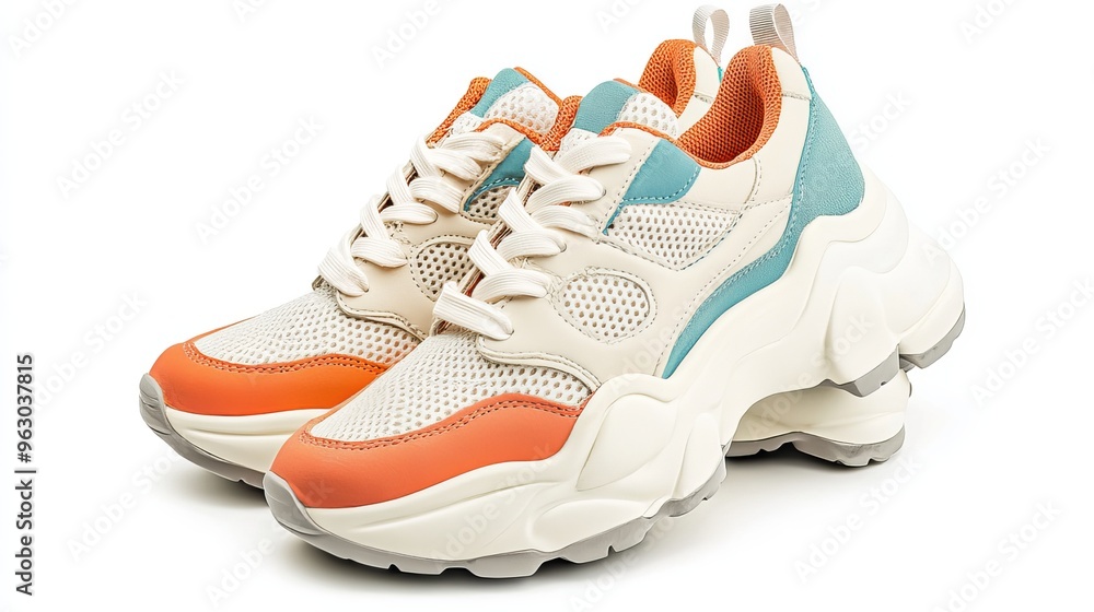White and Orange Sneakers. White and Orange Sneakers.