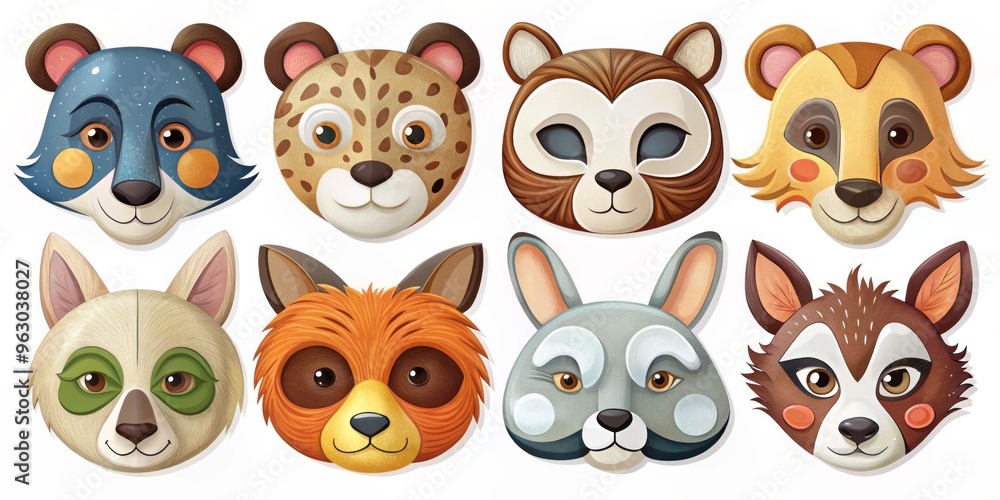 Obraz premium Playful animal design masks set