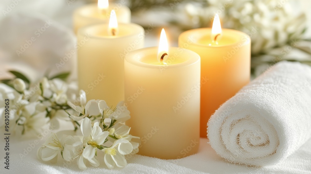 Spa Candles and Towels. Spa Candles and Towels.