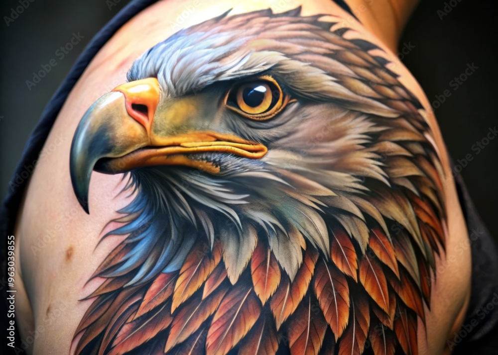 Fototapeta premium Realistic eagle tattoo with intricate feathers and shading