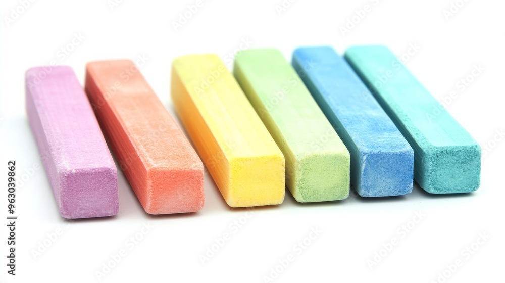 Colorful Chalk Sticks on White Background. Colorful Chalk Sticks on White Background.
