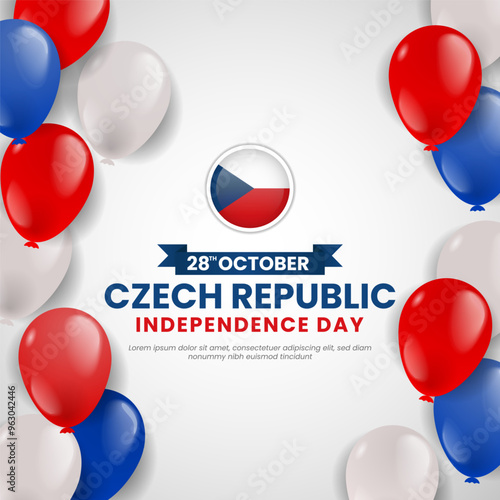 Happy Czech Republic Independence Day on September 28th with balloons illustration Background design