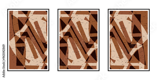 Set of 3 Abstract pattern. Illustration for printing on wall decorations. For use in graphics.