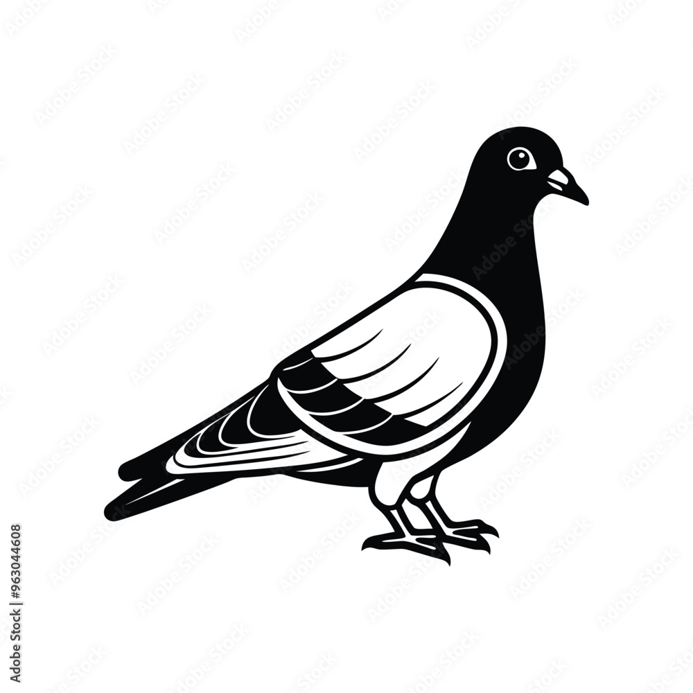 Silhouette Vector Illustration of a Pigeon Silhouette Vector Illustration of a Pigeon