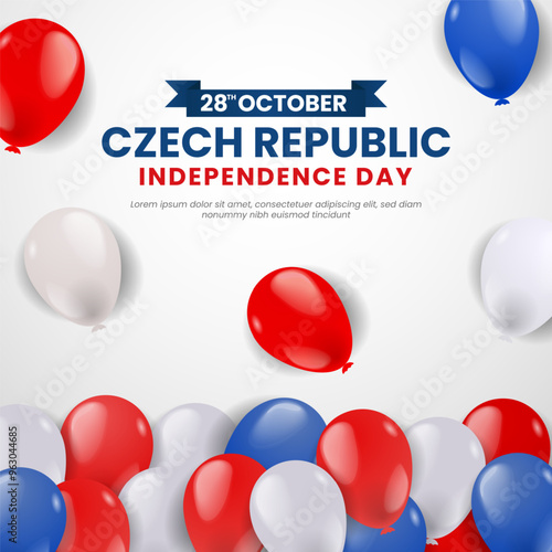 Happy Czech Republic Independence Day on September 28th with balloons illustration Background design