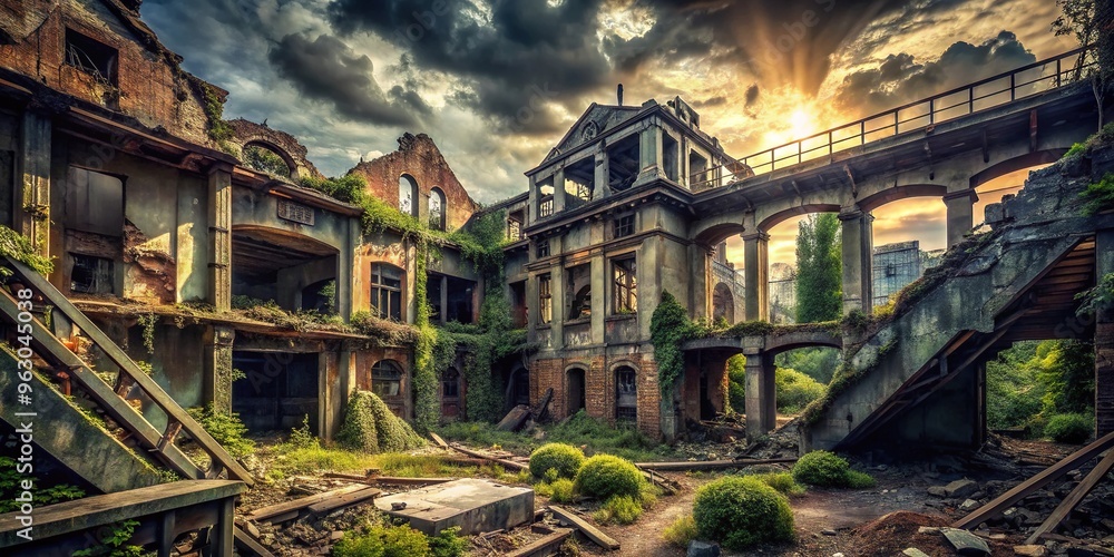 Obraz premium Architectural Entropy: Entropy, Disorder, Abandoned Spaces, Ruined Structures