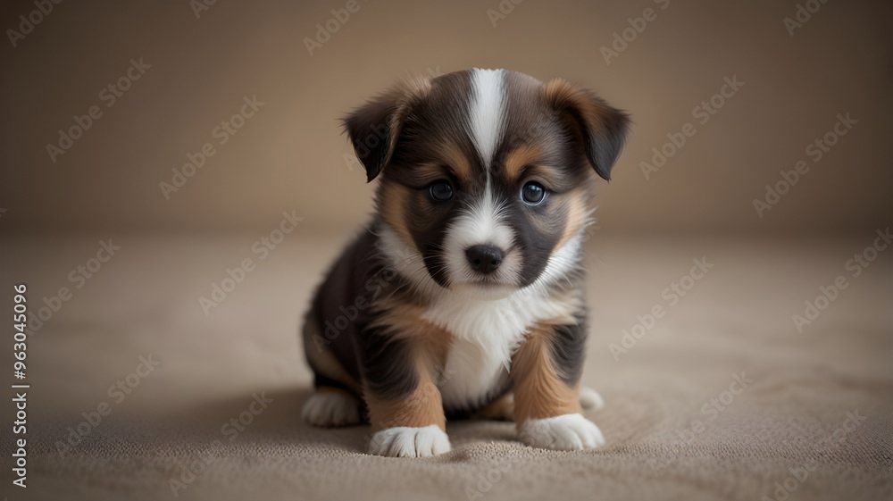 A tranquil minimalistic adorable puppy. generative ai A tranquil minimalistic adorable puppy. generative ai