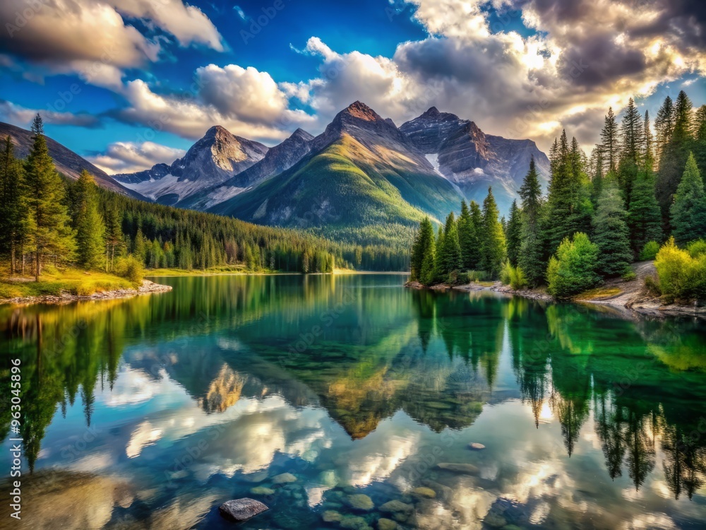 Fototapeta premium Secluded Mountain Lake Scene Wallpaper For Phone