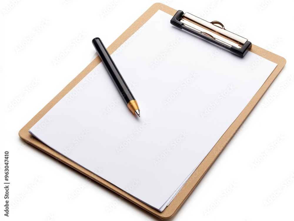 Clipboard With Pen - Blank Clipboard for Writing and Planning, Isolated on White Background Clipboard With Pen - Blank Clipboard for Writing and Planning, Isolated on White Background
