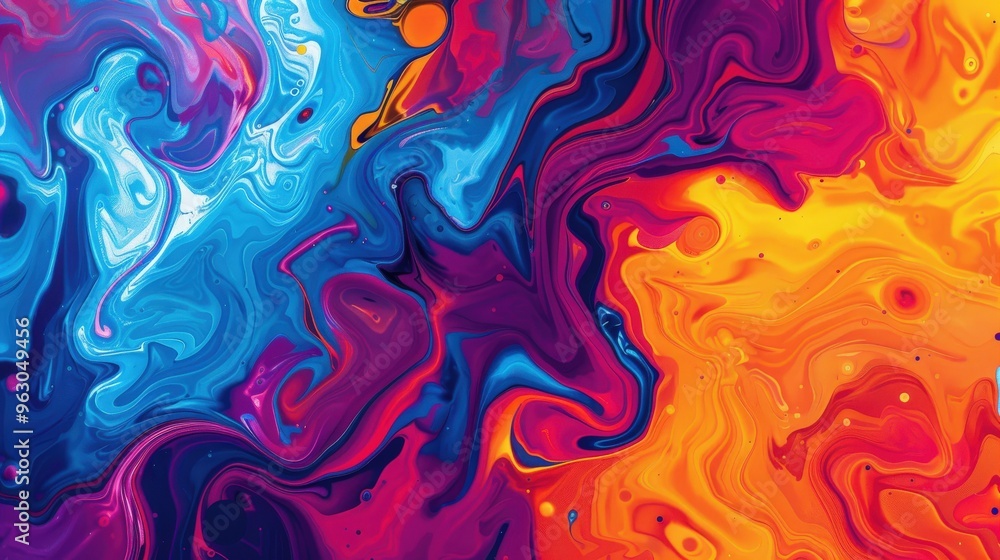 Vibrant swirling patterns of colors blending seamlessly in an abstract background with bold strokes and dynamic shapes.