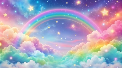 Ingelijste posters Regenboog Magische unicorn galaxy in roze pastel  © designhunt
