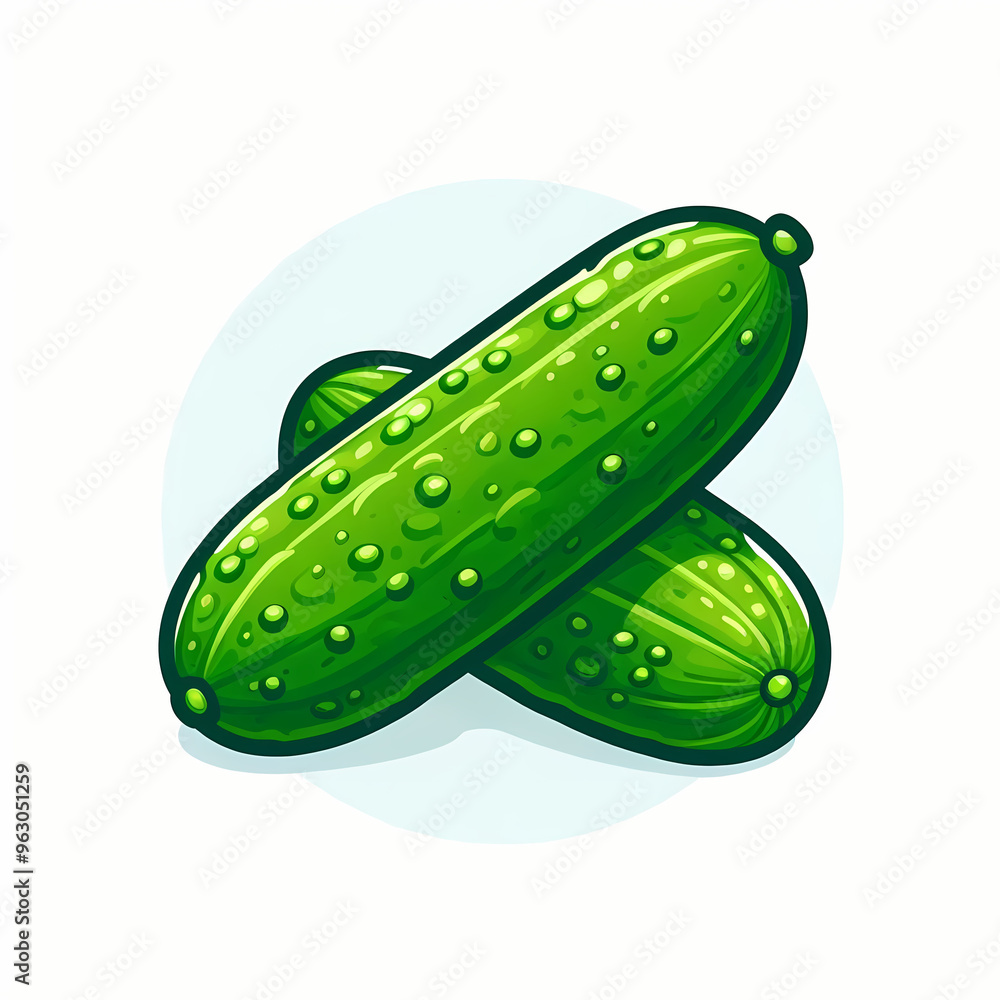 Colorful cucumber icon isolated on white background, fresh vegetable cucumber emoji, ideal for healthy eating, salad ingredients, and food-related designs. Colorful cucumber icon isolated on white background, fresh vegetable cucumber emoji, ideal for healthy eating, salad ingredients, and food-related designs.