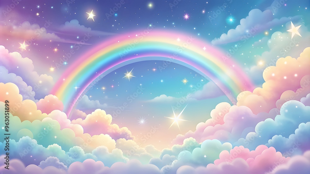 Holographic fantasy rainbow background with clouds and stars. Pastel color sky.Cloudy sky background. Unicorn fantasy pastel galaxy. Rainbow cute wallpaper. Fluffy magic pink landscape Holographic fantasy rainbow background with clouds and stars. Pastel color sky.Cloudy sky background. Unicorn fantasy pastel galaxy. Rainbow cute wallpaper. Fluffy magic pink landscape