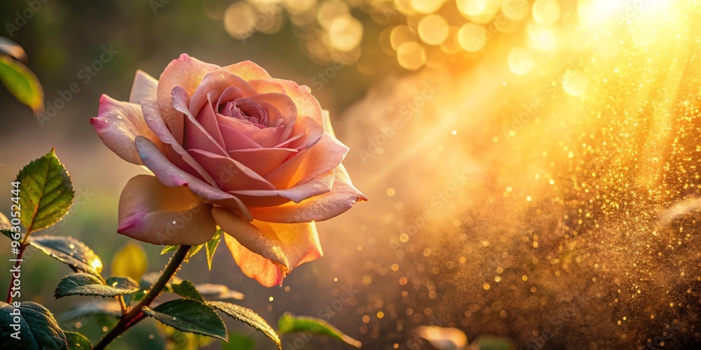 Obraz premium softly glowing rose petals morning sunshine gentle mist
