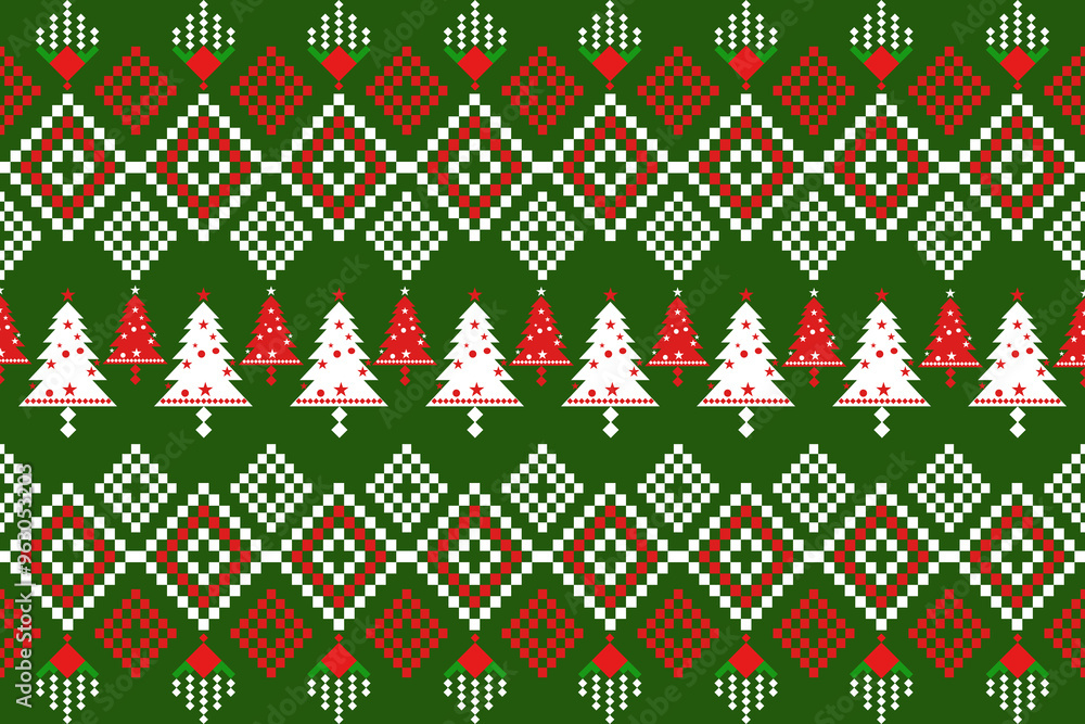 Seamless Christmas pattern with green and red Christmas trees,reindeer, perfect for festive decorations, vintage designs, and holiday-themed textiles,Traditional ethnic, geometric, ethnic,culture, Seamless Christmas pattern with green and red Christmas trees,reindeer, perfect for festive decorations, vintage designs, and holiday-themed textiles,Traditional ethnic, geometric, ethnic,culture,