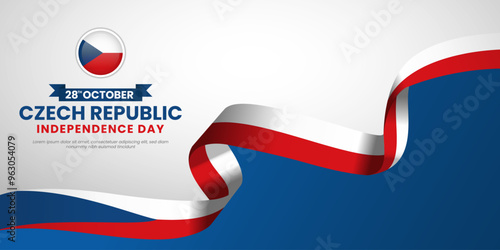 Czech Republic Independence Day Background With Waving Ribbon Flag Design
