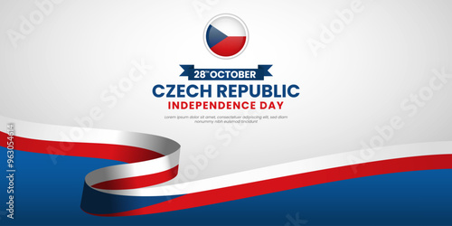 Czech Republic Independence Day Background With Waving Ribbon Flag Design