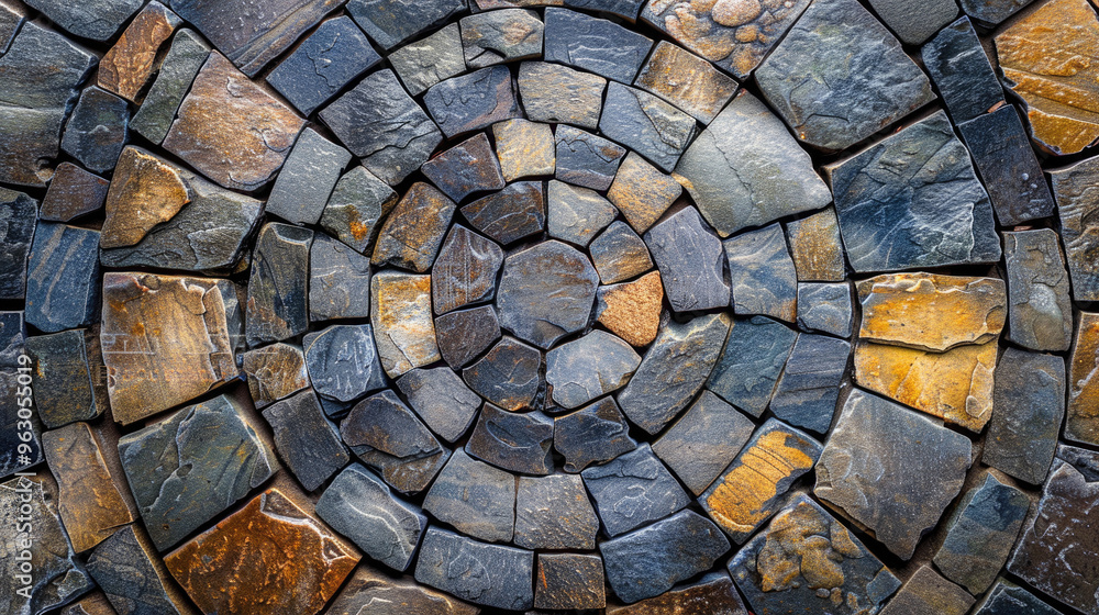 Round stone pavement pattern, paving stone, top view. Sample of stone road surface. Round stone pavement pattern, paving stone, top view. Sample of stone road surface.
