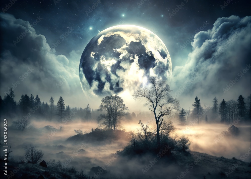 full moon over the forest full moon over the forest