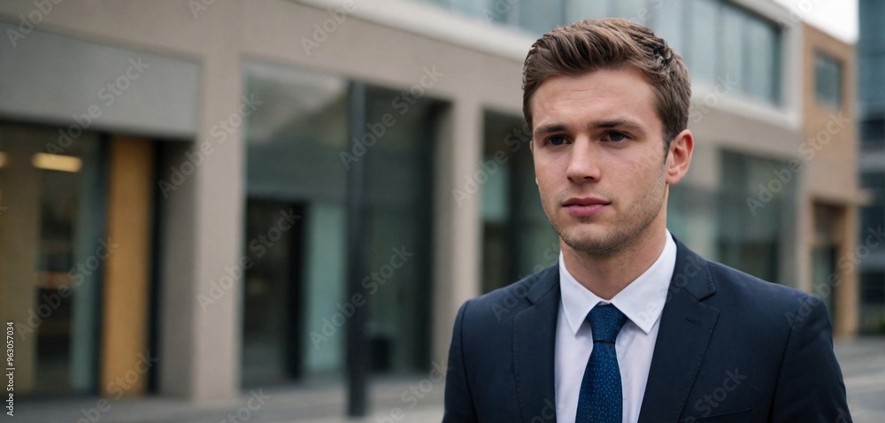 A portrait of a confident young businessman wearing a suit and tie A portrait of a confident young businessman wearing a suit and tie
