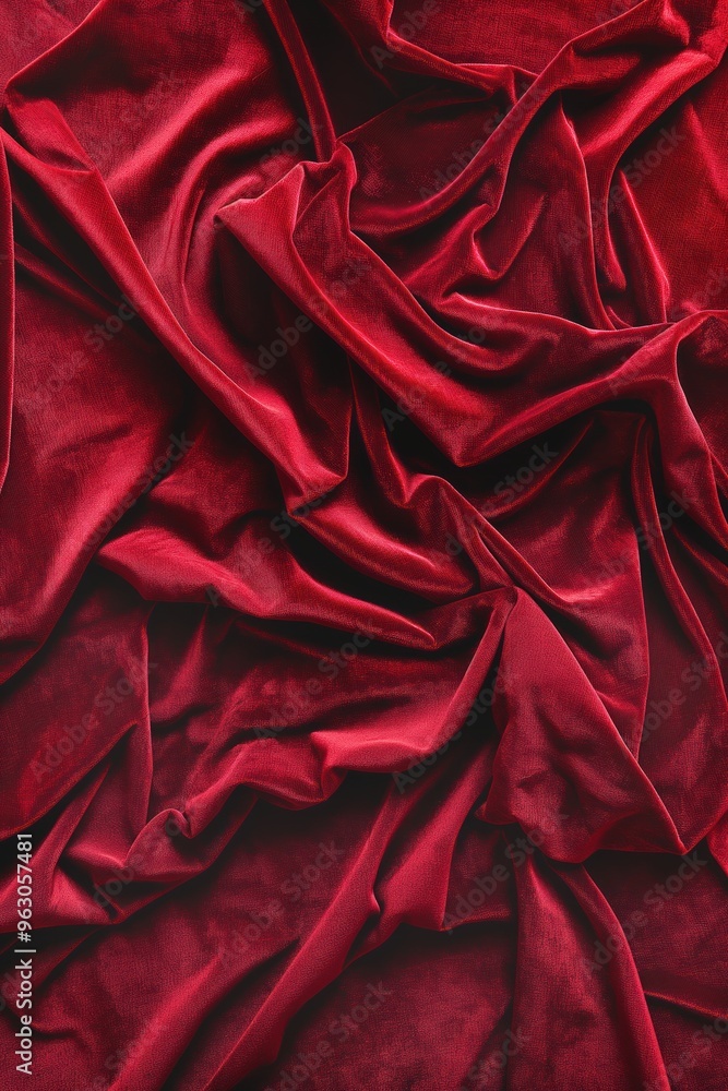 Close-up of crumpled red fabric with intricate pattern. Velvet or silk texture adds depth to composition. Blurred background focuses on fabric as main subject. Perfect for design and fashion projects. Close-up of crumpled red fabric with intricate pattern. Velvet or silk texture adds depth to composition. Blurred background focuses on fabric as main subject. Perfect for design and fashion projects.