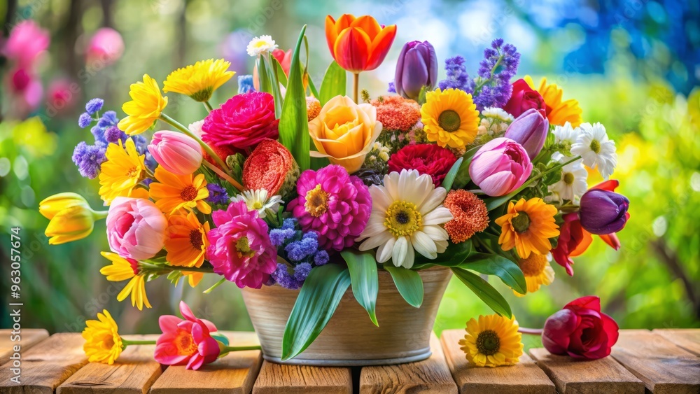 Obraz premium Spring Floral Arrangement bright colorful fresh nature