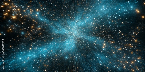 Wallpaper Mural Blue streaks with gold stars in the sky. Torontodigital.ca