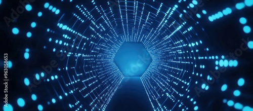 Fototapeta Naklejka Na Ścianę i Meble -  Abstract Digital Tunnel with Glowing Lights