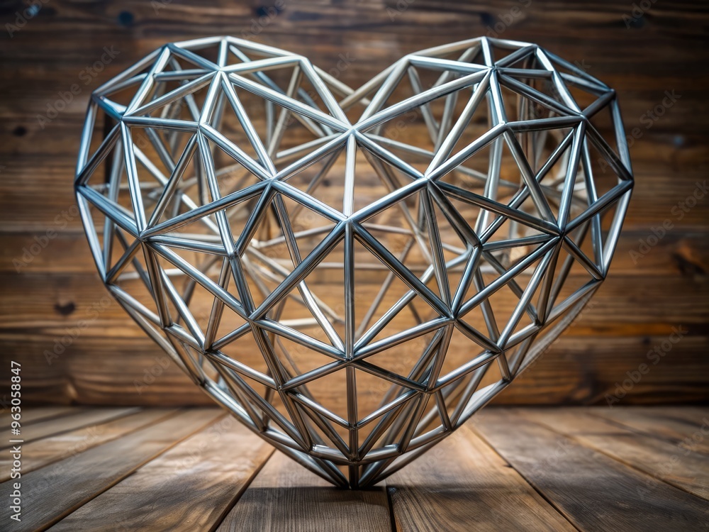 stainless steel heart sculpture with geometric design and industrial chic stainless steel heart sculpture with geometric design and industrial chic