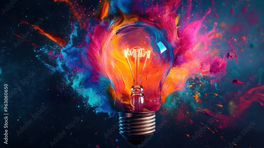 Lightbulb Exploding with Color Lightbulb Exploding with Color