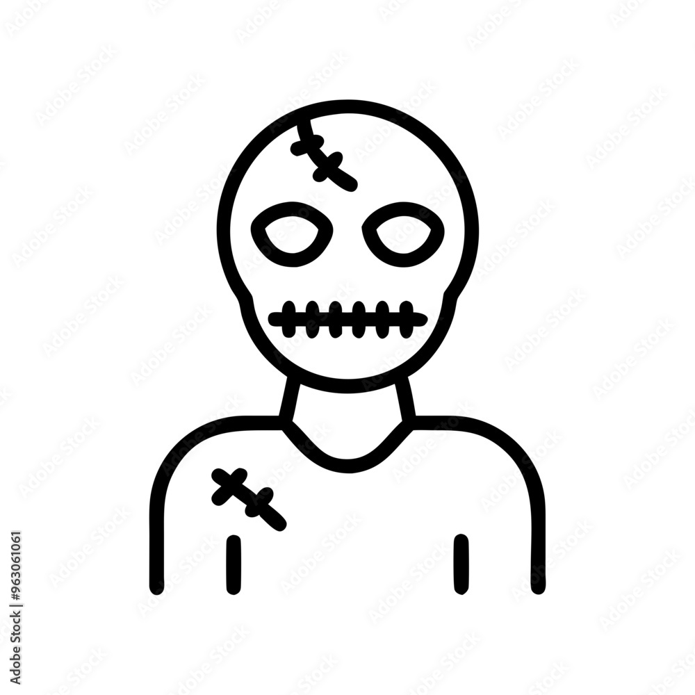 cartoon zombie with a skull Icon cartoon zombie with a skull Icon