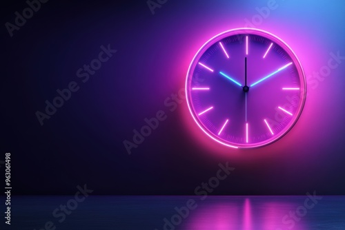 Wallpaper Mural Neon glow wall clock in dark room Torontodigital.ca