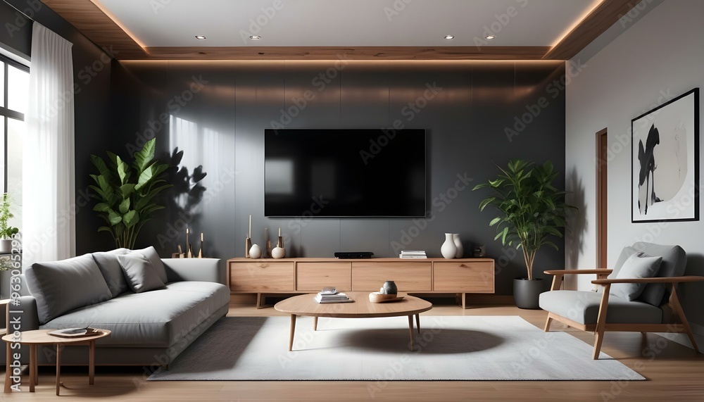 Fototapeta premium Photo interior modern design room 3d illustration