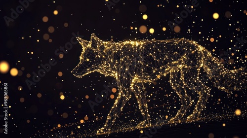 Golden Wolf in the Night Sky