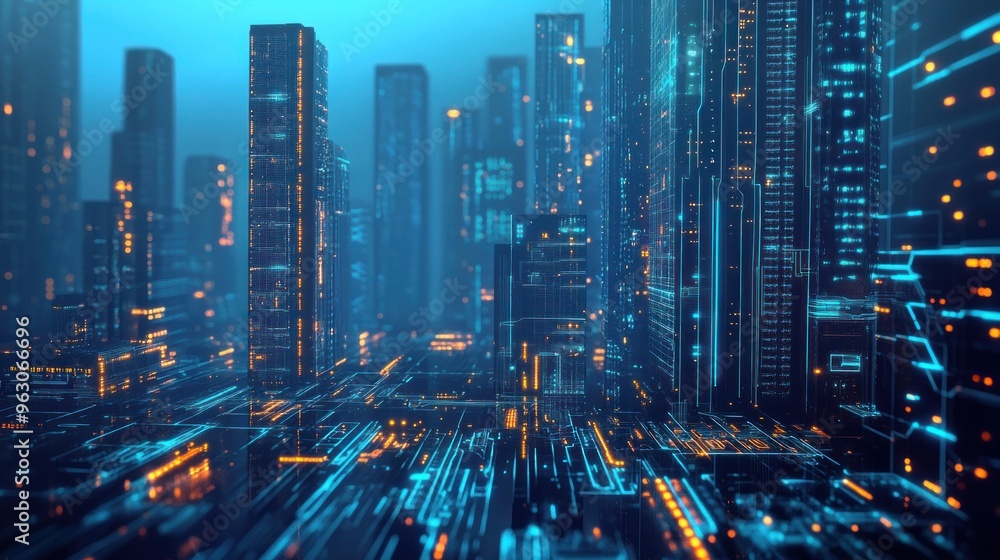 Futuristic Cityscape - A Digital Metropolis Futuristic Cityscape - A Digital Metropolis