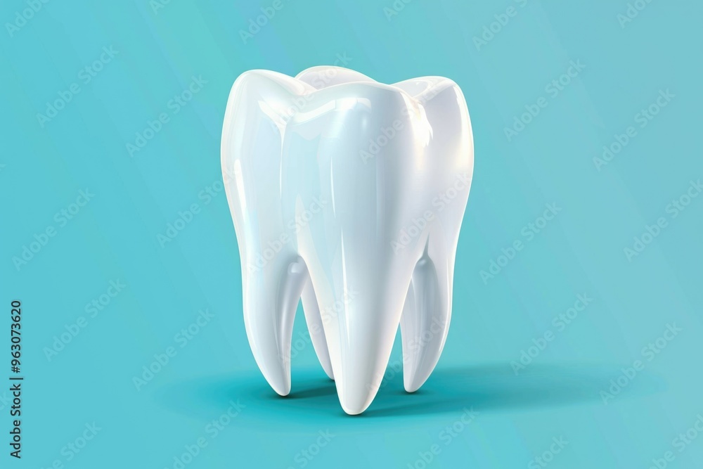 A white tooth is shown on a blue background A white tooth is shown on a blue background