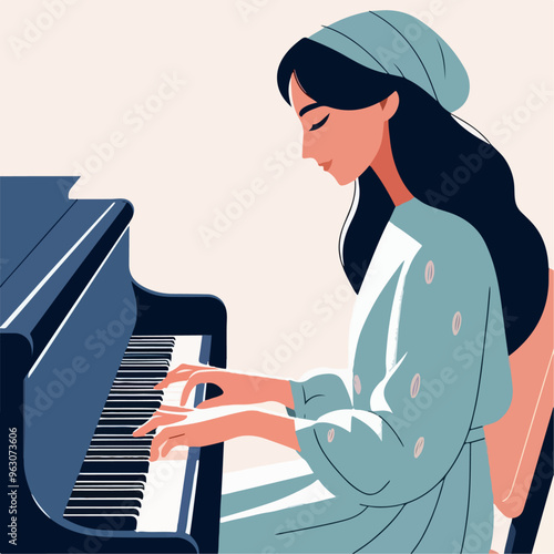 illustration of person playing piano