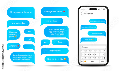 Chat app interface. Mobile messaging app design
