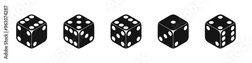 Dice silhouette icons. Simple dice shapes.

