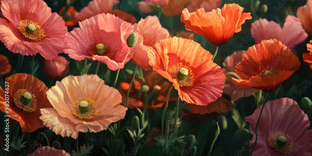 Fototapeta premium Vibrant Field of Orange Poppies