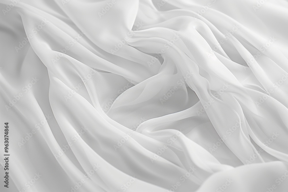 Close-up view of white fabric with slight curl at bottom. Fabric texture appears smooth and delicate. Intentionally blurred background highlights intricate details. Soft and elegant appearance. Close-up view of white fabric with slight curl at bottom. Fabric texture appears smooth and delicate. Intentionally blurred background highlights intricate details. Soft and elegant appearance.