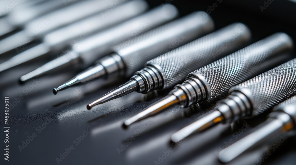 Close-up of precision tools showcasing their sleek design and metallic finish, perfect for craftsmen and DIY enthusiasts. Close-up of precision tools showcasing their sleek design and metallic finish, perfect for craftsmen and DIY enthusiasts.