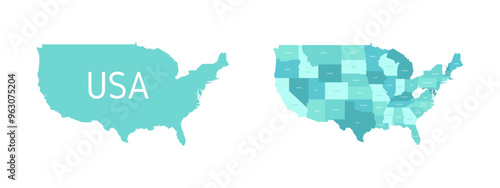 USA map icon. 
States of America flat map.