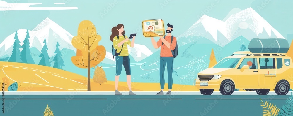 Road guide, virtual assistant directing on road trips Road guide, virtual assistant directing on road trips