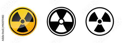 Radiation sign icon. 
Hazard warning symbol