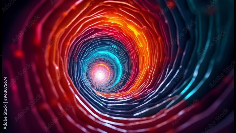 A mesmerizing tunnel of vibrant colors spiraling into an unknown depth, creating a sense of dynamic movement and endless exploration A mesmerizing tunnel of vibrant colors spiraling into an unknown depth, creating a sense of dynamic movement and endless exploration