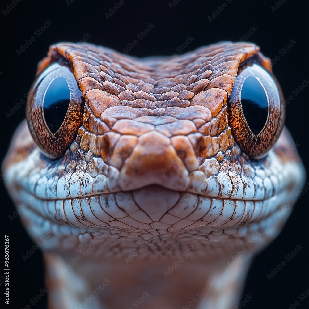 Fototapeta premium close up portrait of a snake isolated on black background