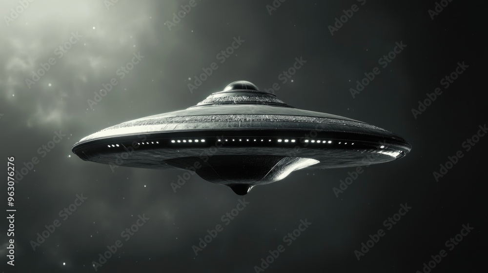 A large spaceship is flying through the sky A large spaceship is flying through the sky