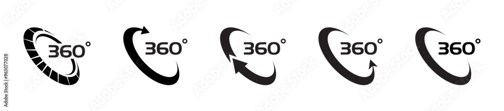 Naklejka premium 360 degrees icon. Full rotation symbol