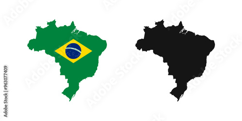 Brazil map icon. 
South America outline